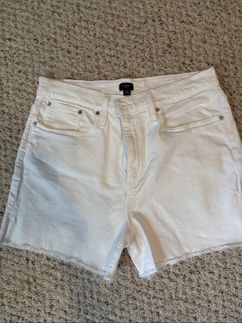 J. Crew White Frayed Hem Denim Shorts